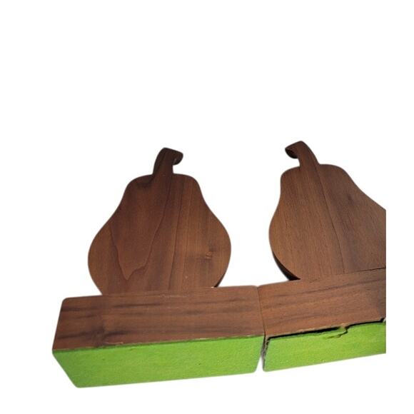 Vintage MCM Mahogany Wood Pear Apple Bookends Teacher Home Decor Library‎ - Picture 4 of 8